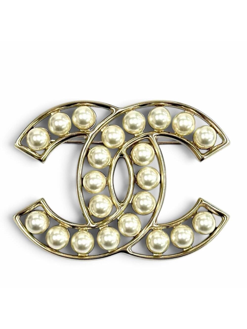 Chanel Cc Logo Brooch Gold-Tone Metal #351440C11B